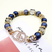 Double O Charm Natural Beaded Stretch Bracelet